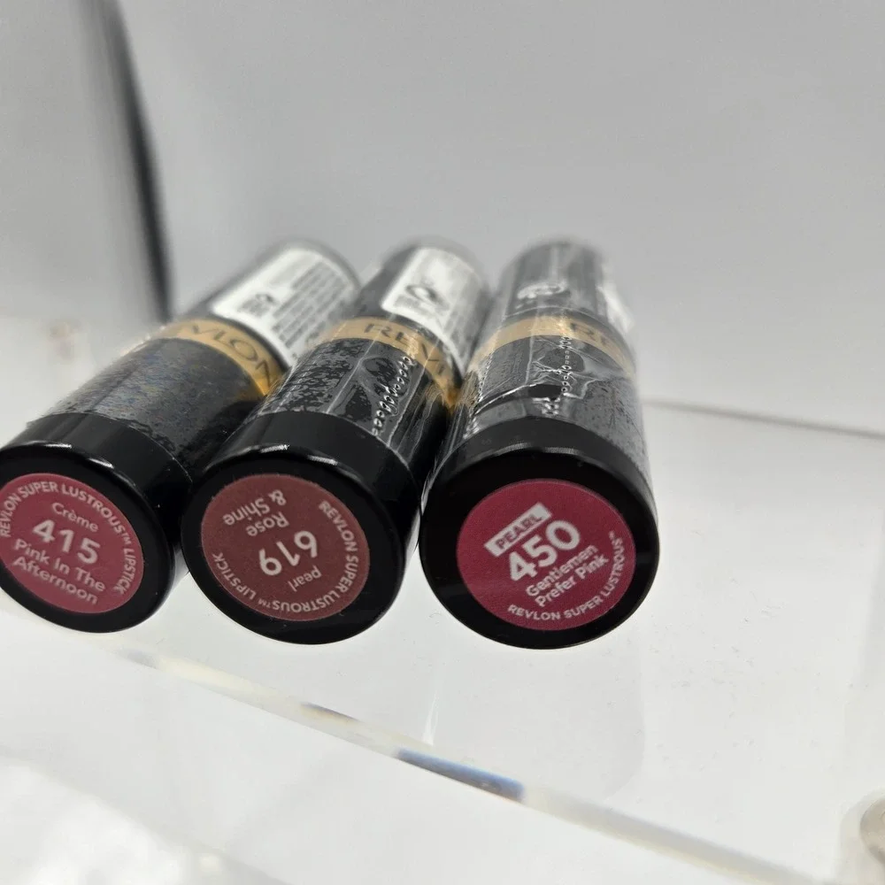 3 New Revlon 450 619 415 Super Lustrous Lipstick Creamy Formula Sealed Pink Tone